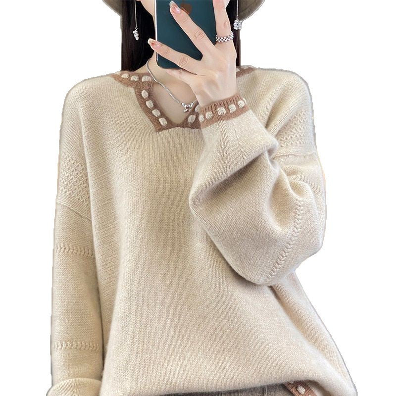 V-neck Sweater Women's Fashionable Outer Wear Top