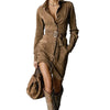 High Quality Cashmere Slim Fit Lapel Shirt Dress For Women