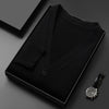Men's Knitted Cardigan Solid Color And V-neck Basic Style Sweater Coat For Men