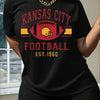 KC, Football Graphic Print T-Shirt - Crew Neck, A Comfortable Women's Short-sleeved Crew Neck T-shirt For Everyday Wear And Stylish Layering