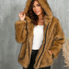 Leather Fur Solid Color Loose Hooded Short Collar Coat
