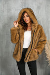 Leather Fur Solid Color Loose Hooded Short Collar Coat