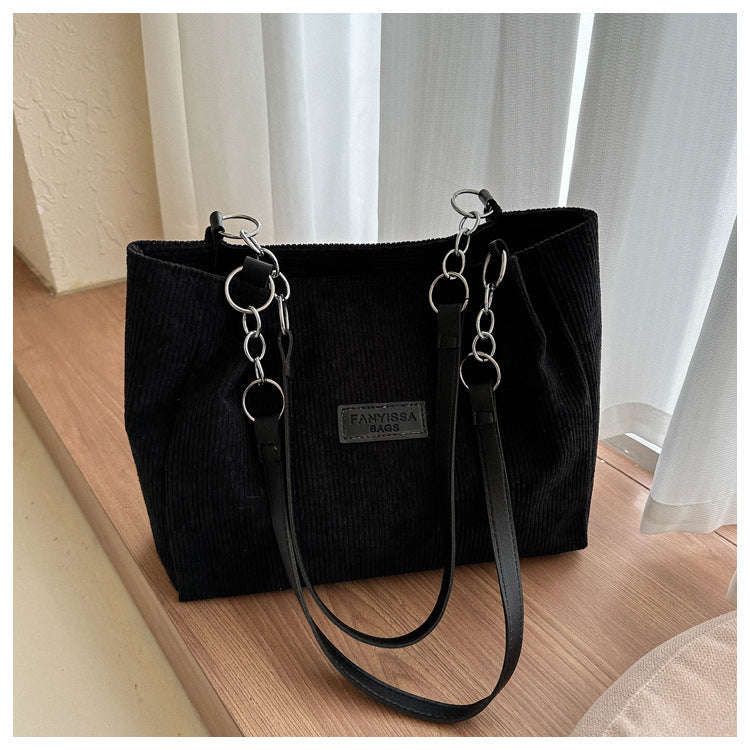 Nuova borsa a tracolla monospalla in velluto a coste di grande capacità per le donne