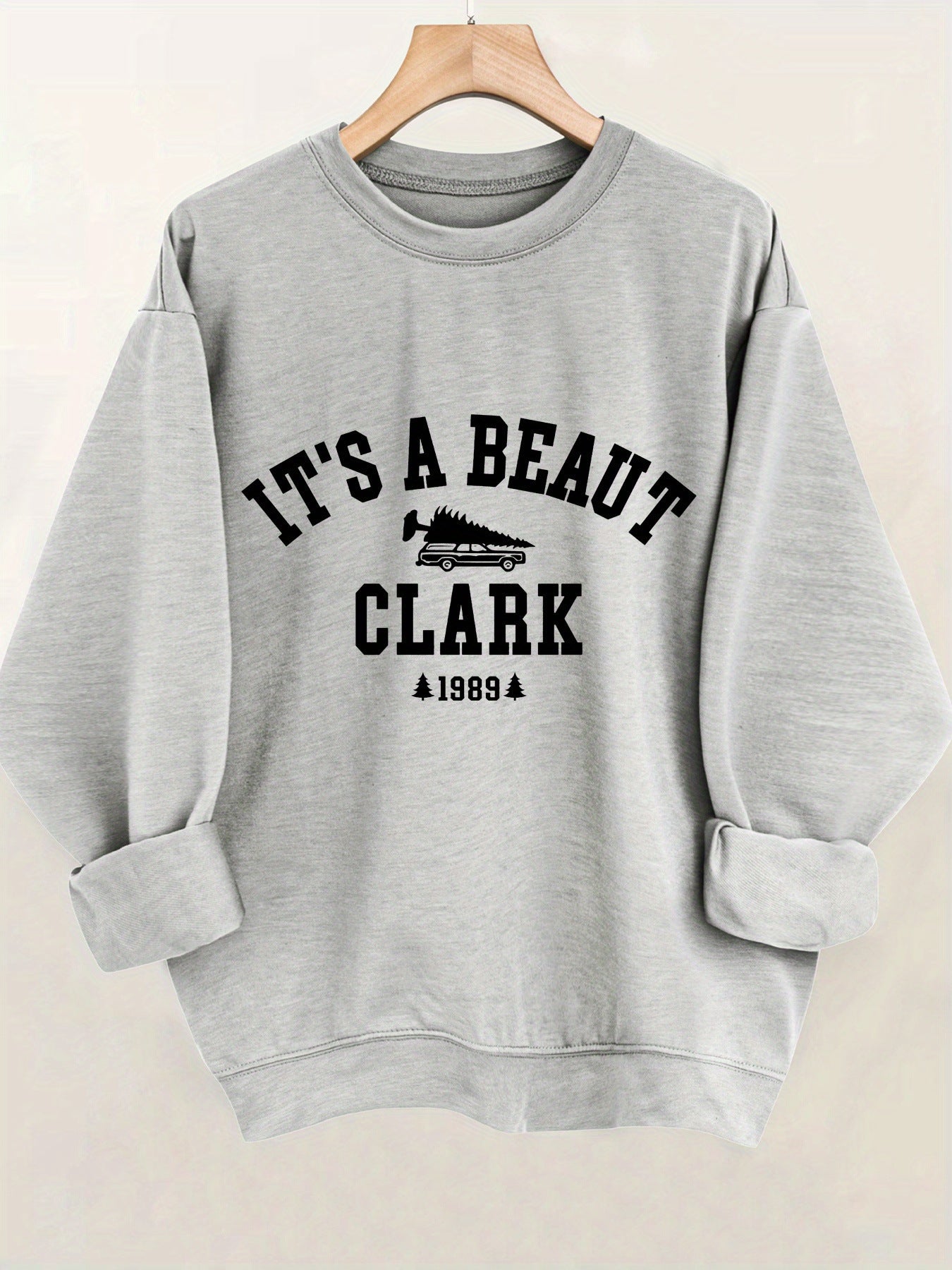 Maglione casual con stampa di lettere e scollo rotondo a maniche lunghe