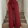 Pantaloni Larghi Casual da Resort con Fascia in Vita a Fiocco