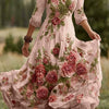 Vintage Elegant Long Dress With Floral And Botanical Print