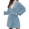 Minimalist Long Sleeve Lapel Button Split Belt Coat