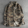 Washed Out Vintage Cotton Workwear Long-sleeved Shirt Coat