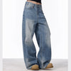 Retro Worn Looking Washed-out Jeans Women's Loose Straight Wide-leg Pants