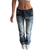 Jeans da donna slim dritti a vita bassa ed elasticizzati
