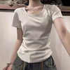 New Round-neck Straight-shoulder Top
