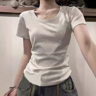 New Round-neck Straight-shoulder Top