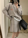 Casual Sports Knitted Sweater Shorts Suit