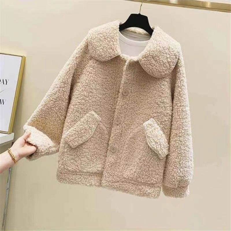 Loose Korean Style Thick All-match Faux Cashmere Coat For Women