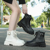 British Style Belt Buckle Lace Black Booties Autumn Winter Boots