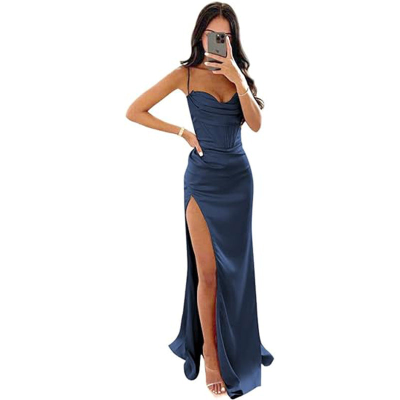 Vestito da sera con canotta senza maniche da donna europea e americana