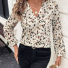 Women's V-Neck All-Over Print Elegant Long Sleeve Blouse,Long Sleeve Tops