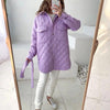 Long Breasted Lapel Loose Warm Diamond Cotton Coat New Autumn And Winter All-match Thick Cotton Coat For Women