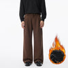 Men's Straight Fleece-lined Casual Wool Trousers