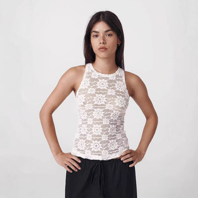 Top da donna attillato, sexy, traforato e alla moda
