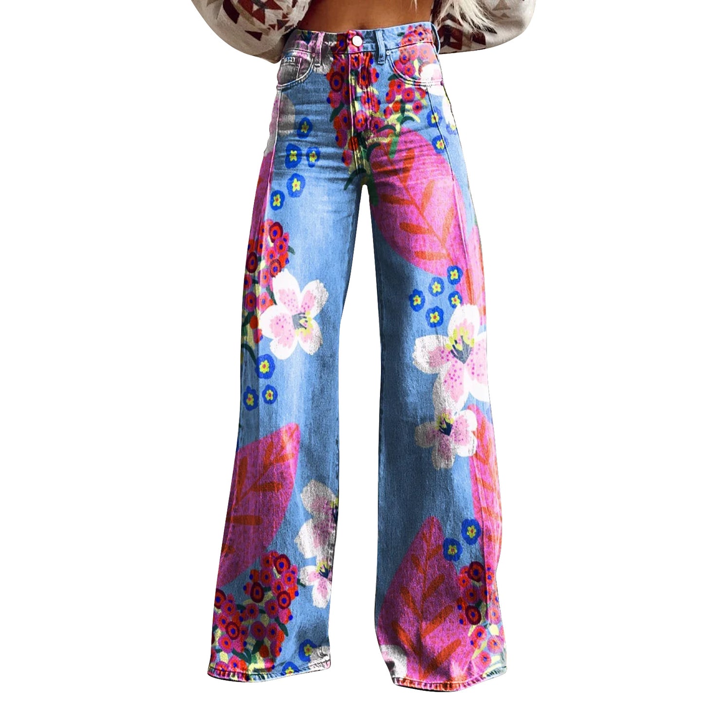 American And European-style Womens Flared Denim Jeans Made From Pure Cotton