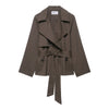 Fashion Design Lapel Belt Wind-breaker Coat