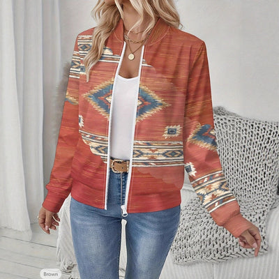 Autumn Printed Cardigan Women's Casual Baseball Jacket