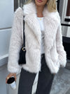 Solid Color Fluff Long Sleeve Coat Women's Clothing