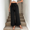 Pantaloni Larghi Casual da Resort con Fascia in Vita a Fiocco