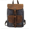 Waterproof Outdoor Travel Crazy Horse Leather Casual Nylon Men's Backpack Canvas Bag