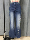 Jeans Slim Blu Tinta Unita di Tendenza
