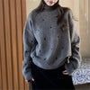 Autumn And Winter Temperament Crew Neck Lovely Loose Soft Glutinous Pullover Sweater For Women