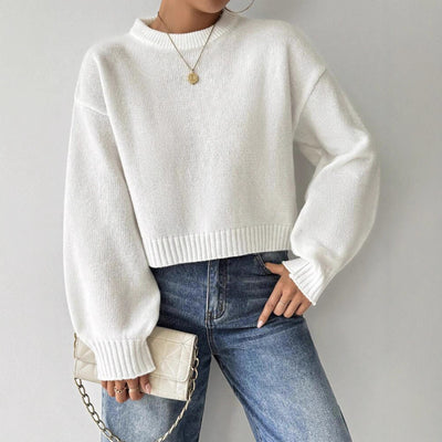Short Round Neck Solid Color Sweater All-matching Wear
