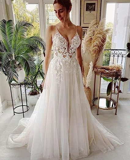 Abito da sposa da donna con pizzo e scollo sulla schiena