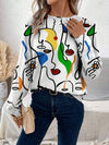 European And American All-matching Plant Pattern Women's Long-sleeved Garden Collar Sweater