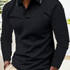 Autumn Men's Lapel Golf Casual Sports Contrast Color Long Sleeves Top