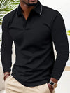 Autumn Men's Lapel Golf Casual Sports Contrast Color Long Sleeves Top
