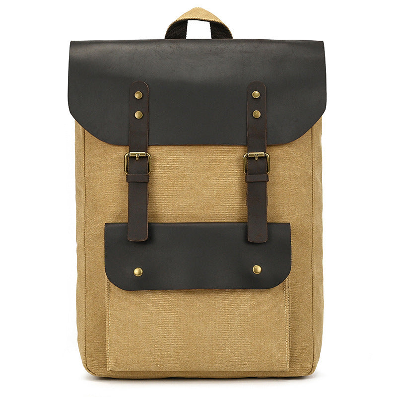 New Canvas Leather Large Capacity Backpack