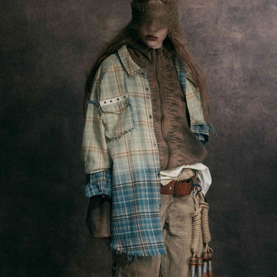 Autumn Retro Wash Stitching Long-sleeved Shirt