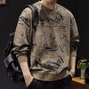 Round Neck Print Sweatshirt Long Sleeve Men's