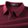 Vertical Texture Button Access Control Collar T-shirt