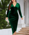 Women's V-neck Dress With Regular Sleeves