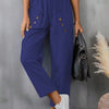 Women's Cotton And Linen Trousers Fashion Street Style Solid Color Pocket Elastic Waist Comfortable Casual Pants