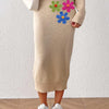 Gonna elegante da donna, di media lunghezza, con ricamo floreale tridimensionale