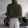 Short Autumn And Winter Stand-up Collar Thick Lamb Wool Drawstring Coat Women