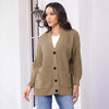 Cardigan con scollo a V, tasche larghe con bottoni, maglione transfrontaliero