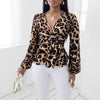 Europe And America Cross Border Shirt Leopard Print V-neck Top