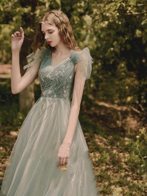 Damigella d'onore Gonna lunga Abito da sposa femminile Ospite Riunione annuale Cena Verde