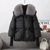 Women's Short Down Cotton Jacket, Fashionable And Loose Cotton Coat, Oversized Fur Collar And Thick Cotton Jacket
