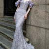 Vestito da sera con perline Purple Host Starry Sky Annual Meeting, modello a cavezza, da sfilata, a coda di sirena